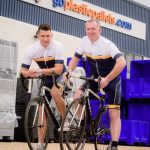 From left – Daniel Starnes and Denzil Davies of Goplasticpallets.com are geared up to take on the Tour de Force challenge in aid of the William Wates Memorial Trust.