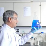 Scot Bio – CEO, David ‘D.C.’ van Alstyne with a sample of Scot Bio’s blue food colourant 6